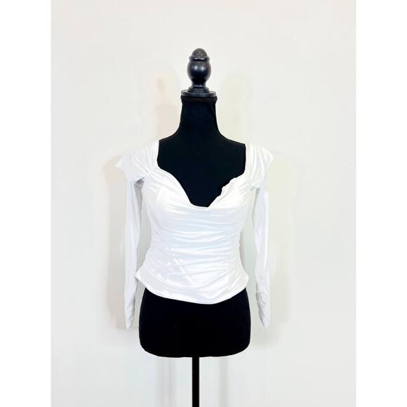 Majorelle Constance Top White Medium Pullover Off Shoulder Lined Stretch Party - Picture 2 of 5